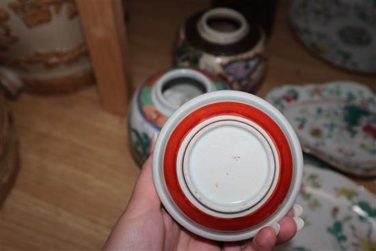 A group of Chinese porcelain, a bamboo brushpot etc